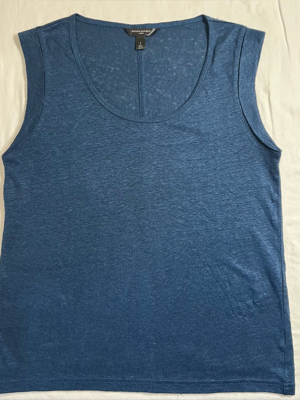 NWOT 100% Linen Royal Blue Roll Cuff Tank Sz S
